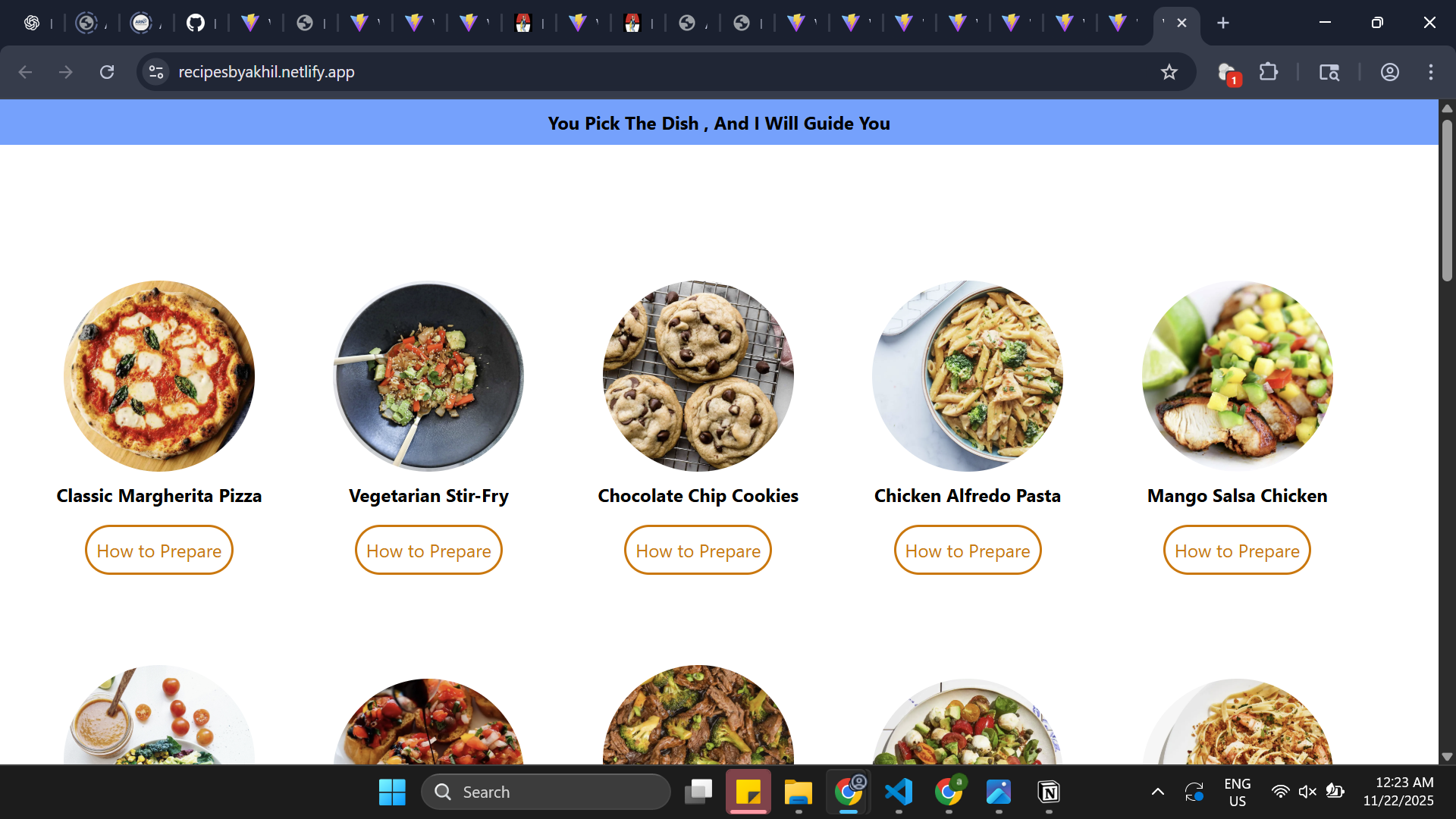 Food recipes app preview